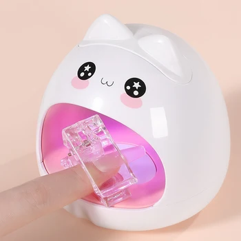 МИНИ UV led лампа за нокти Сушилня за нокти за бързо изсушаване на гел-лак за домашна употреба на Ноктите инструмент за салон за красота Розова форма на котка Дизайнерско Обзавеждане