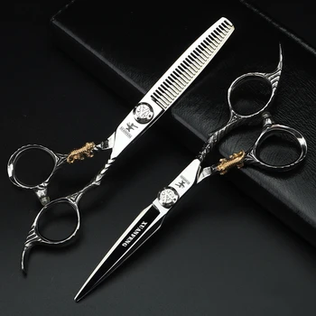 XUANFENG 6-инчов професионални ножици за коса японски 440C персонализиран набор от фризьорски ножици за подстригване и филировки