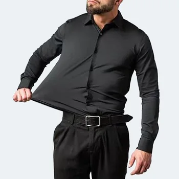 Гореща разпродажба, благородна Нова мъжка еластична професионална риза, бизнес рокля с дълъг ръкав, не желязна приталенная риза