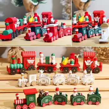Весел Коледен орнамент във вид на Дървени влакове, Коледна украса за дома, Подарък от Дядо Коледа, Natal Навидад Noel 2022, нова година Коледен декор