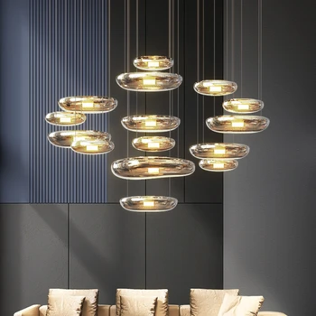 Зажгите луксозна лампа в хола, полилей в скандинавски стил, модерни прости ресторант осветителни тела от неръждаема стомана