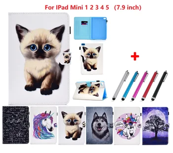 Симпатичен Таблет Funda За iPad Mini Mini 5 4 3 2 1 За iPad Mini Case 7,9 инча Kawaii Cat Dog Horse Case Cover + Безплатна Писалка Стилус