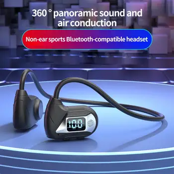 Безжична слушалка с led цифров дисплей, звук с въздушна проводимост, Hi-Fi, съвместими с Bluetooth безжични слушалки със защита от смущения 5,3