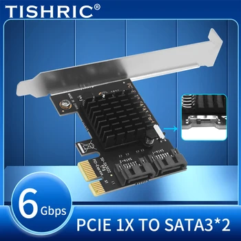 Функция на качване на карти за разширяване на TISHRIC PCIE1X на 2 порта SATA Превключва PCIE картата разширяване SATA3.0, PCI-E на картата SATA3