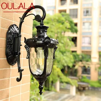 На улицата, с монтиран на стената лампа OULALA, класическо ретро черно осветление, led аплици, водоустойчив декоративни коридор за дома