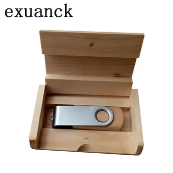 exuanck Индивидуален лого Лична фотография Въртяща скоба Дърво USB 2.0 флаш памет (Този 20pcs безплатно с лого)