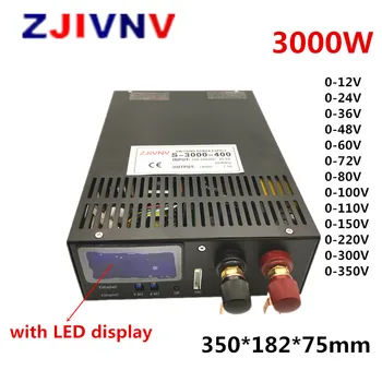 Импулсно захранване ZJIVNV 3000 W С Регулируем Изход 0-400 В 0-7,5 И променлив ток в постоянен Led разпределителен източник на захранване S-3000-400