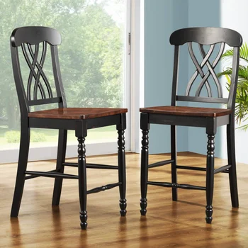 Стол Weston Home Ohana - черен дъб - Комплект от 2 стола за трапезария
