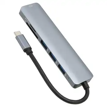 USB C център 6 в 1, 4K, 30 Hz, 5 Gbit/s, мултимедиен интерфейс с висока разделителна способност, адаптер за домашния офис, топла