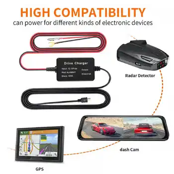 Автомобилен Видеорекордер Hardwire Комплект MINI USB Adapter Висока степен на Сигурност 12-30 до 5 На Широко за Огледално-рефлексен Фотоапарат, GPS Навигатор Радар Детектор