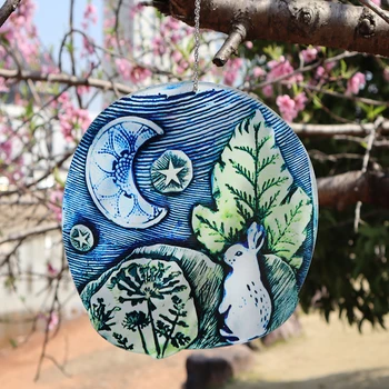 Туоюань, нов домашен декоративна висулка със заек, креативна декорация за градината с луна в далечни планини