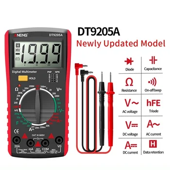 DT9205A Професионален Цифров Мултицет True RMS AC/DC Тестер за Ток hFE Ти Кондензатор Измерване на Напрежение Детектор Инструмент