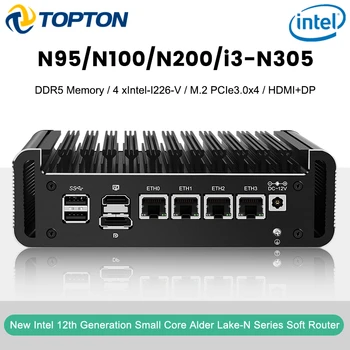 защитната стена на Intel 12-то поколение Мини PC Alder Lake i3 N305 8-Ядрен N200 в n100 DDR5 4800 Mhz 4xi226-V 2,5 G Безвентиляторный софтуерен рутер Proxmox Host