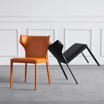 Скандинавски лесен Луксозен Кожен стол за хранене и Модерни Трапезни столове Дизайнерска облегалка на Работния стол за Офис стол Столове за почивка