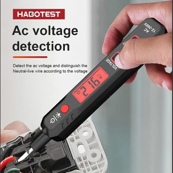 HABOTEST HT89 Тестер за напрежение ac 12 ~ 300 Безконтактен детектор на напрежение за търсене на точка на прекъсване под напрежение/нулев проводник с LCD дисплей
