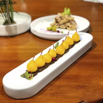 Креативна дълга чиния Кухня, японски ресторант Бижу чинии за суши и сашими Десерт плоча Керамични съдове за дома за готвене