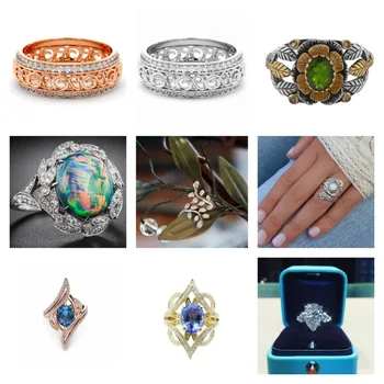 Модно дамско пръстен, винтажное пръстен с цирконий, дамски аксесоари, бижута, ангажимент женски пръстен с кристали