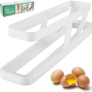 Държач за яйца за хладилника, 2-слойный опаковка яйца, Автоматично прибиращ органайзер за пресни яйца, за многократна употреба титуляр за яйца, Роликовое пространство