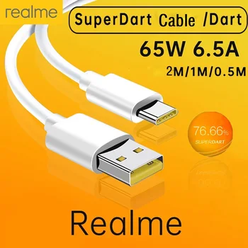 65 W Realme Оригинален USB кабел Type C за телефон 6.5 A Бързо Зареждане на Супер Dart Oppo Vooc За Realme 7 8 8и 9 Pro 9i X50 GT GT2 C31 Tipo