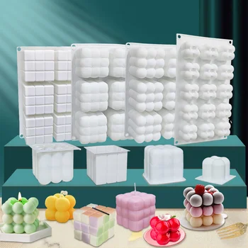 Висококачествена Силиконова Форма За Свещи 3D Кубическая Форма За Печене Муссового на Тортата САМ Квадратна Форма на Балон За Десерт Кухненски Принадлежности Хранителни разнообразие