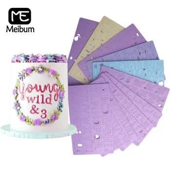 Meibum Акрилна форма за торта с букви, Набор от четки, Инструменти за щамповане на щанци, Инструменти за украса на празни приказки, Форма за рязане на азбуката за бисквити, Кексчета