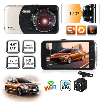 Автомобилен Видеорекордер WiFi 4.0 Full HD 1080P Dash Cam Камера за Задно виждане, видео Рекордер Автоматичен Паркинг Монитор за Нощно Виждане Черна Кутия, с GPS Тракер