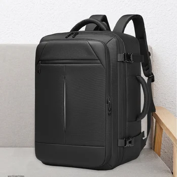 Мъжка чанта през рамо, бизнес раница, мултифункционален разширено 17-инчов компютърен раница за пътуване, раница за уикенда