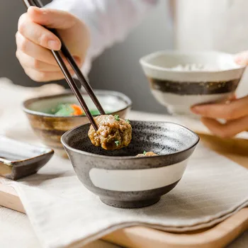 Керамична купа за десерт и плодове ръчно рисувани в японски стил, Купа за ориз, юфка, Порцеланова Купа за супа в ресторант, Посуда