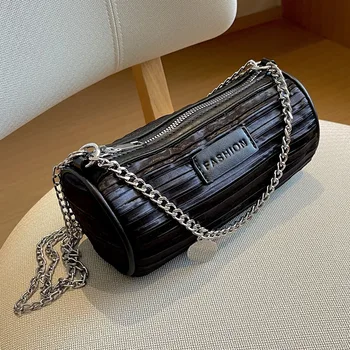 Лятна Дамска чанта-цилиндър 2023, Нова малка чанта през рамото на приливи и отливи, модни Чанти, ежедневни проста елегантна дамска чанта Ins