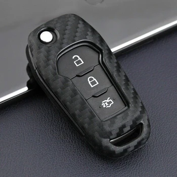 Mayitr 1 компл. Универсален калъф за автомобилни ключове от въглеродни влакна, устойчиви на надраскване, комплект за автомобилни ключове, чанта за Ford 2015 ~ 2019