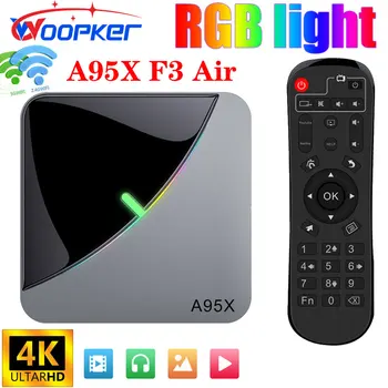 Телеприставка WOOPKER A95X F3 Air RGB Light TV Box Android 9,0 Amlogic S905X3 Smart TV BOX 4 GB, 64 GB, Двоен Wifi 4K 60fps мултимедиен плейър