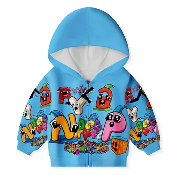 Alphabet Lore/есен детска hoody с качулка и дълъг ръкав, палто с качулка с герои от анимационни филми, за малките момичета, потници за момчета, яке с цип, детски дрехи
