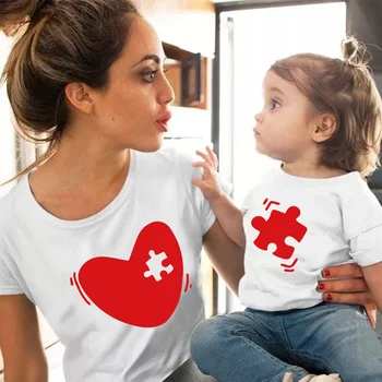 Тениска с къс ръкав, подходяща за майки и дъщери, облекло за бебета и деца, красива