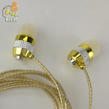 директна продажба на едро универсални златисто блестящи черно-розови слушалки earcup слушалки crystal line 3 Цвята с микрофон cp-14 300 бр.
