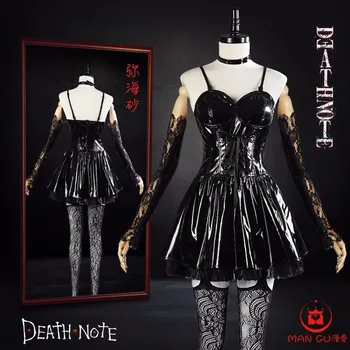Аниме Death Note Cosplay Костюм Мисы Амане, женски костюм за момичета, черна изкуствена Кожа, секси униформи, Потници, Бельо рокля с чорапи