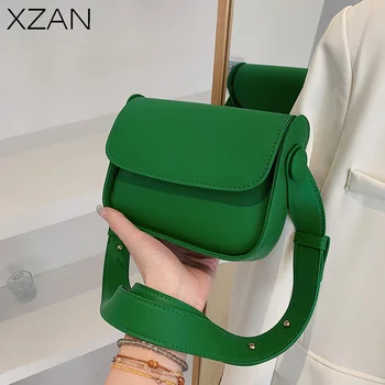 Мода тенденция на чанта през рамо за жени 2023, однотонная чанта през рамо с капак, дизайнерски чанти и портмонета, малка дамска чанта-месинджър