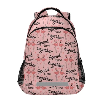 Жена модерен раница, скъпа дамски училищна чанта за момичета, Раница с фламинго в 