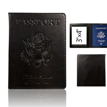 Държач за документи с релефни изображения от Изкуствена Кожа, Чанта За Паспорт, Билет, Бизнес Водоустойчив Защитен Калъф
