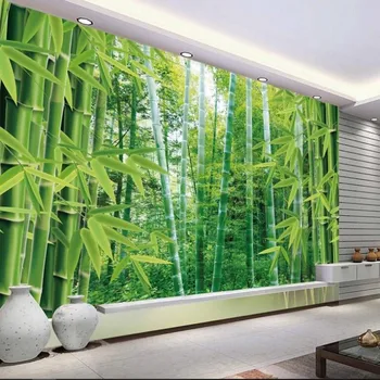 wellyu Индивидуални мащабни стенописи от бамбук с висока разделителна способност, бамбук пейзаж, стенни тапети за телевизор, тапети