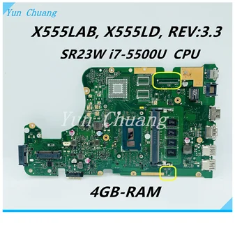 X555LD REV: дънна Платка 3.3 X555LAB За Asus X555LJ X555LB X555LA X555L дънна Платка на лаптоп с процесор i7-5500U 4 GB ram памет Тест На ред