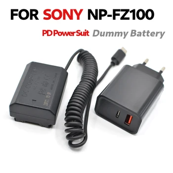 NPFZ100 Пълен Декодирующий Конектор dc USB C NP-FZ100 NP FZ100 Фиктивен Батерия + Зарядно Устройство PD За Sony Alpha A9R A9S A7C 7M3 FX30 A7M4/A7IV