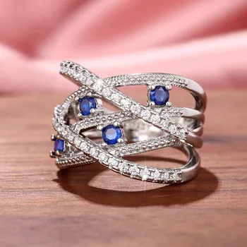 CAOSHI Луксозно дамско пръстен за парти с ослепителна цирконием Модерен дизайн Прекрасни аксесоари за юбилейна церемония за стилен подарък