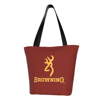 Чанти за пазаруване Browning хранителни Стоки, холщовая чанта за пазаруване с забавен принтом, по-голямата голям преносима чанта