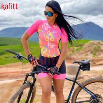 Дамски велосипедна дрехи, Kafitt, за триатлон, дишаща с къс ръкав, Велосипедна дрехи, Планинско колоездене, Плетене, Гащеризон, велосипедна облекло