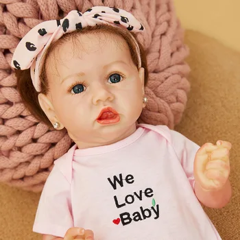 22-Инчовата Реалистична Кукла Реборн Саския Bebe Reborn Момиче, Напълно Силиконова Винил Плат, Меки Играчки На Допир за Детски Подарък